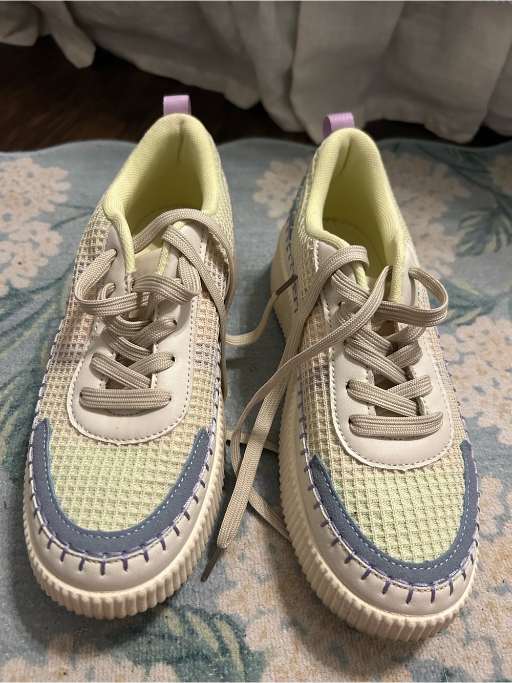 Nicole Miller Pastel Green and Light Blue Women's Sneakers